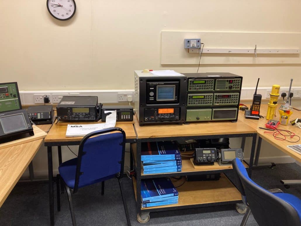 GMDSS GOC Radio equipment on a desk